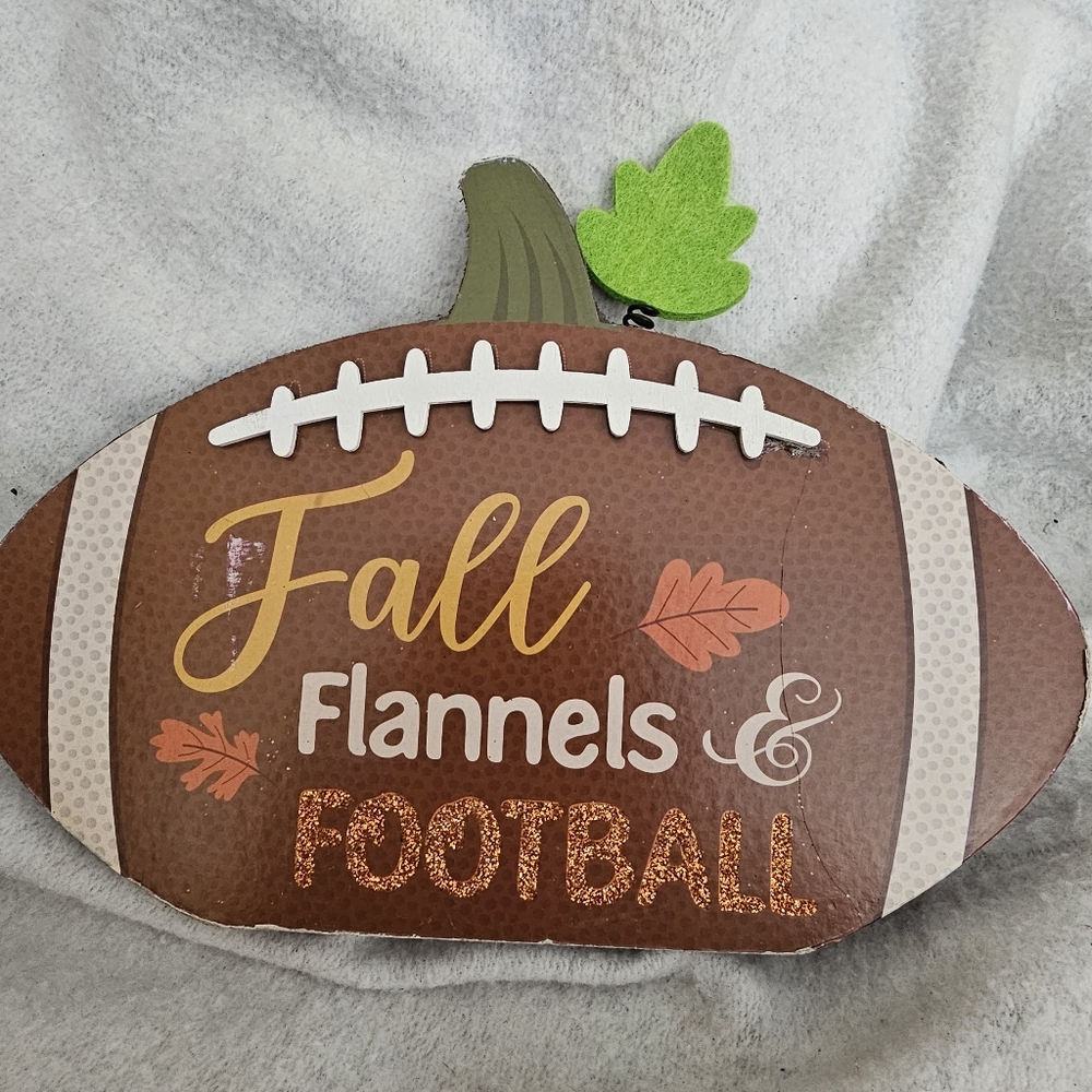 Country Silk Fall Flannels And Football Pumpkin Decor